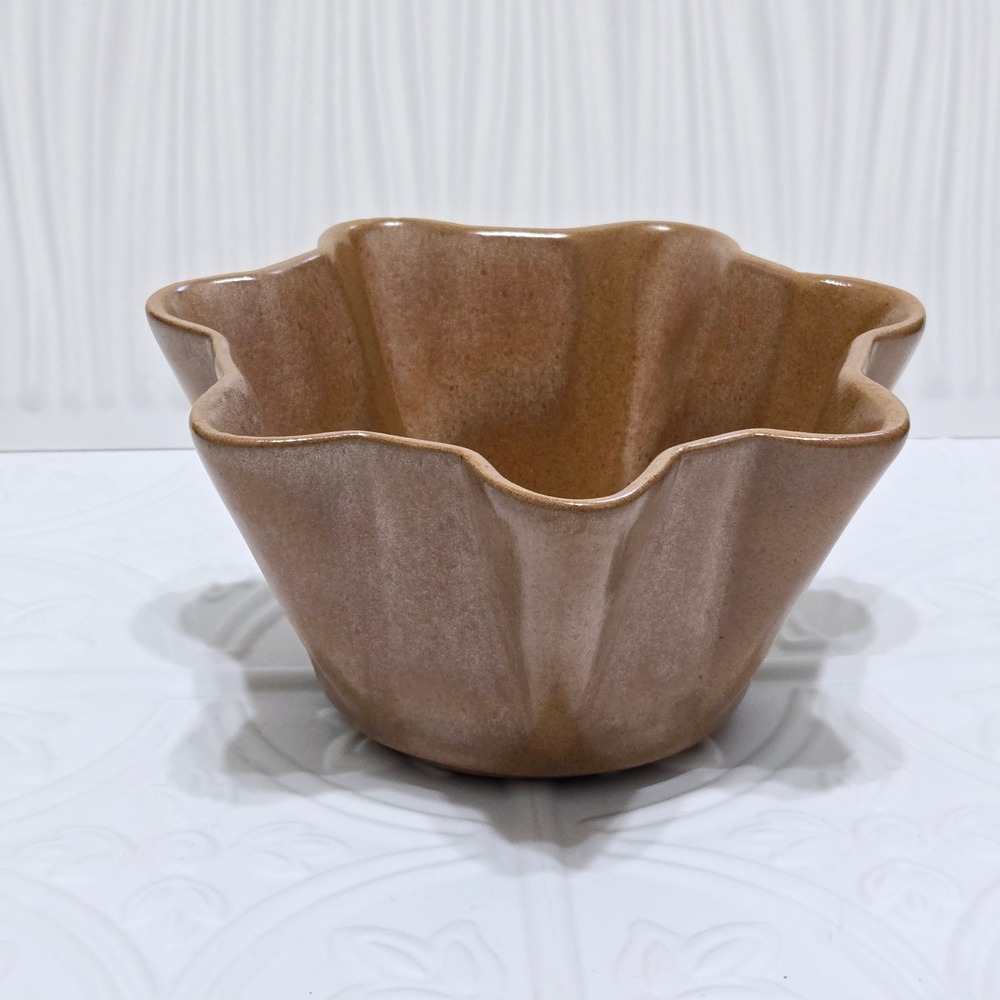 Frankoma Pottery Fluted‎ Bowl Dish Brown Tan F33